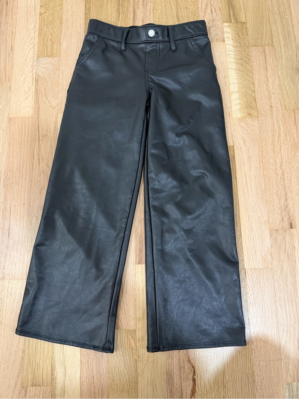 Abercrombie Kids Girls 7/8 Black Vegan Leather Wide Leg Pants